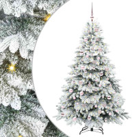 Produktbild för Konstgjord julgran med 300 LED-lampor Vit 180 cm PE och PVC
