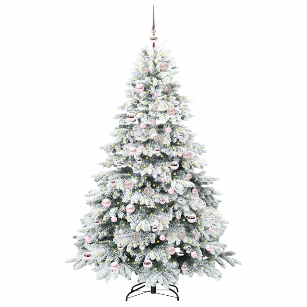 Produktbild för Konstgjord julgran med 300 LED-lampor Vit 180 cm PE och PVC
