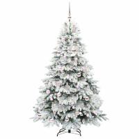 Produktbild för Konstgjord julgran med 300 LED-lampor Vit 180 cm PE och PVC