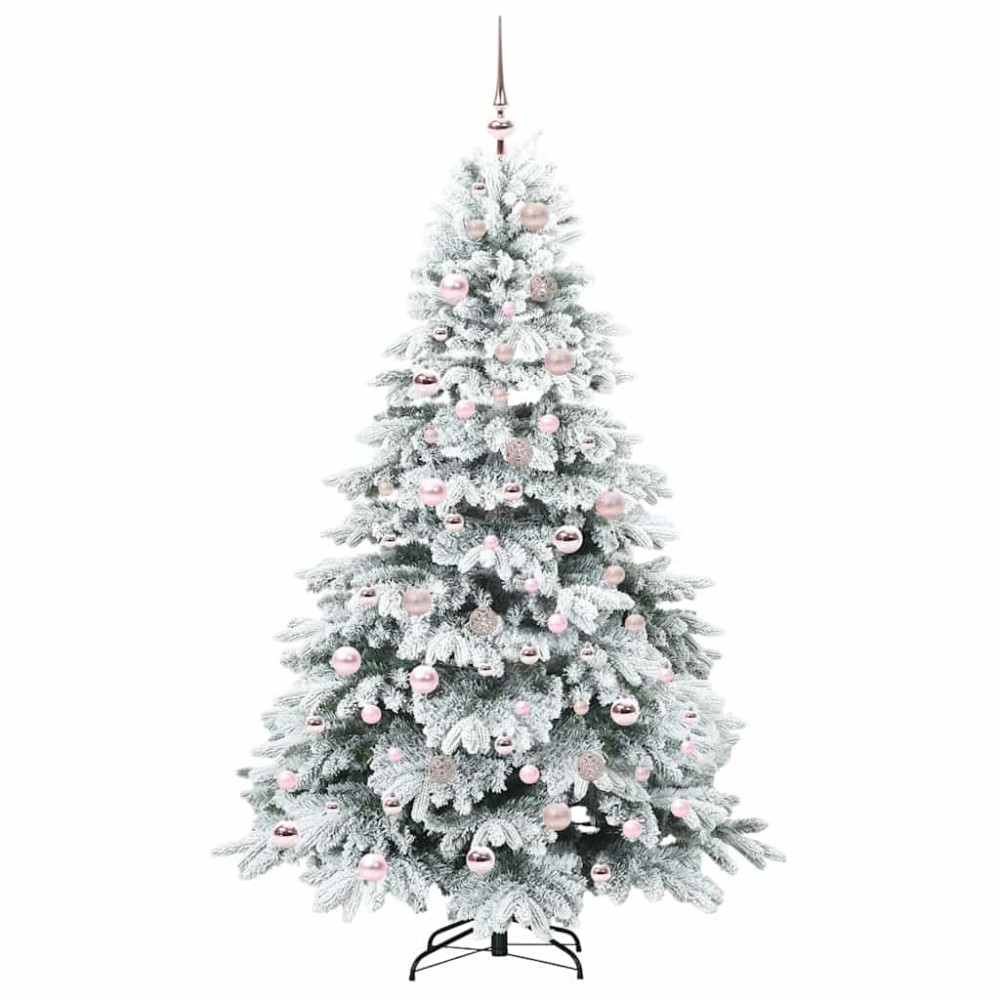 Produktbild för Konstgjord julgran med 300 LED-lampor Vit 180 cm PE och PVC