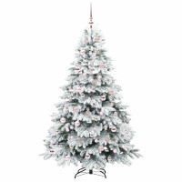 Produktbild för Konstgjord julgran med 300 LED-lampor Vit 180 cm PE och PVC