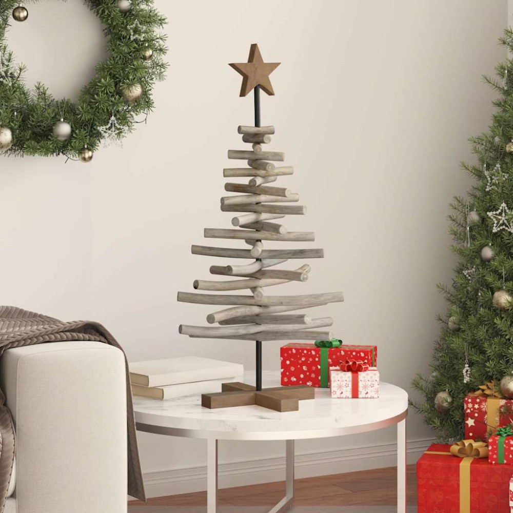 Produktbild för Julgran med stativ Brun 90 cm Massivt teakträ