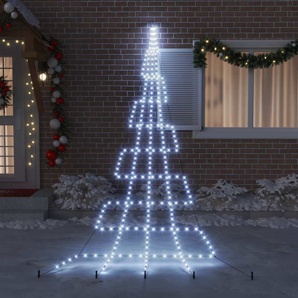 Produktbild för LED Julgran med markspikar med jordspikar Kallvit 511 cm Metall