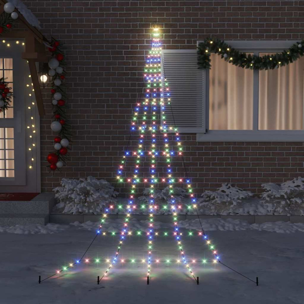 Produktbild för LED Julgran med markspikar Flerfärgsdesign 511 cm Metall