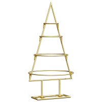 Produktbild för Metall julgran med stativ Guld 60 cm Pulverlackerad stål
