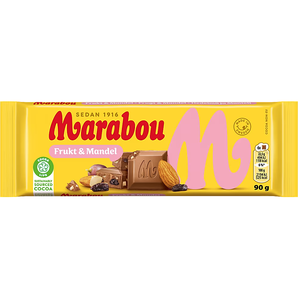 Produktbild för Mjölkchoklad Frukt & Mandel 90 g