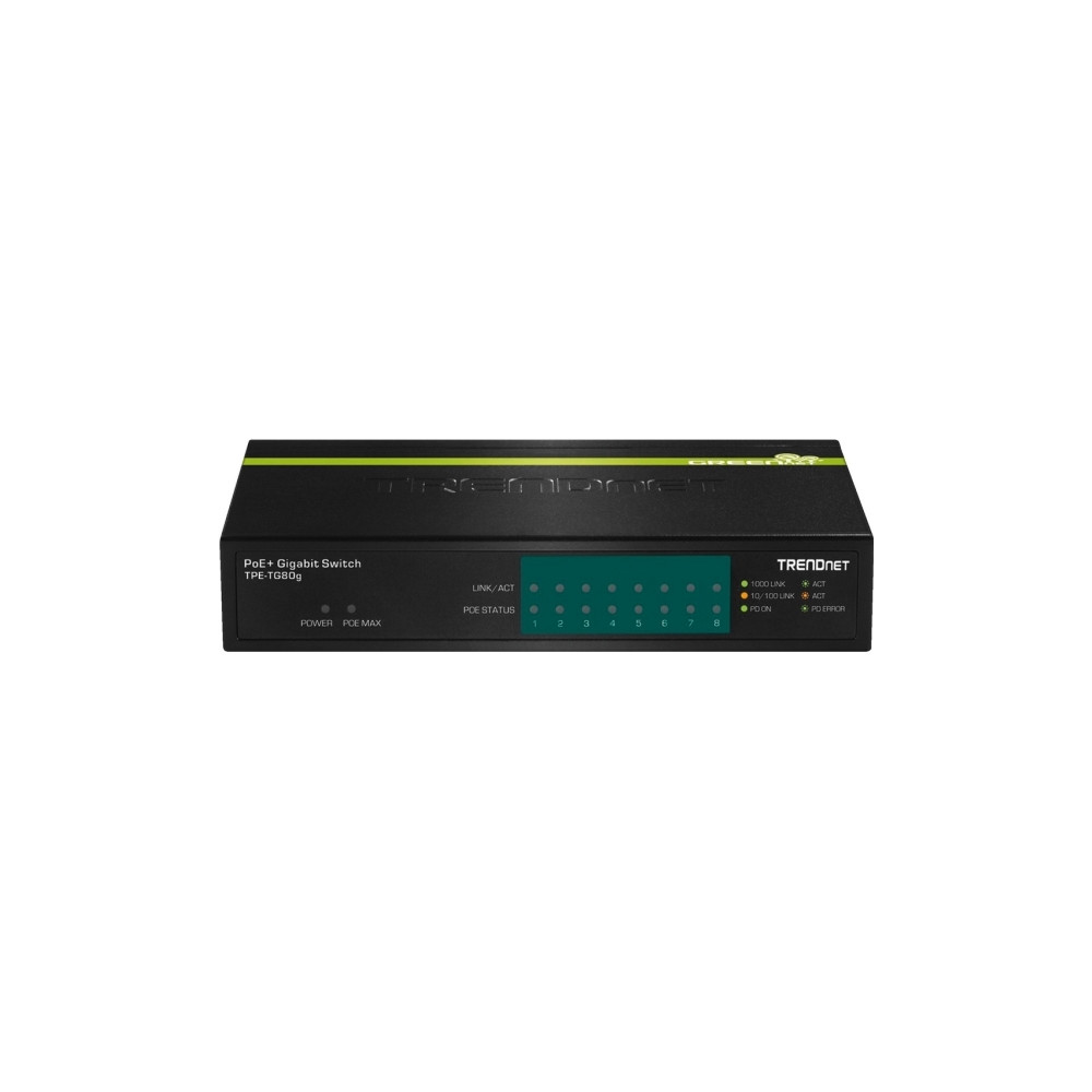Produktbild för TRENDnet TPE TG80G GREENnet PoE+ Switch - switch - 8 portar - TAA-kompatibel