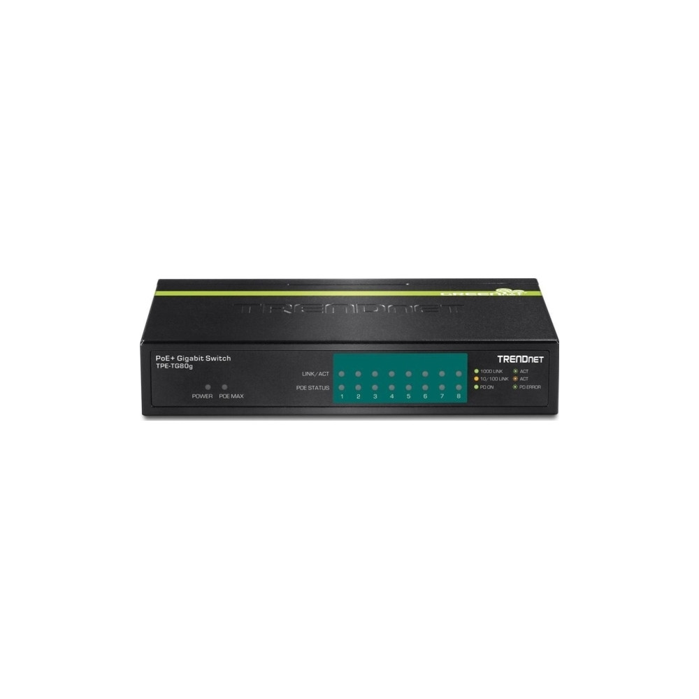 Produktbild för TRENDnet TPE TG80G GREENnet PoE+ Switch - switch - 8 portar - TAA-kompatibel
