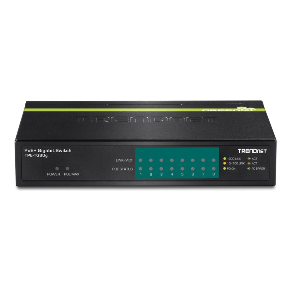 Produktbild för TRENDnet TPE TG80G GREENnet PoE+ Switch - switch - 8 portar - TAA-kompatibel