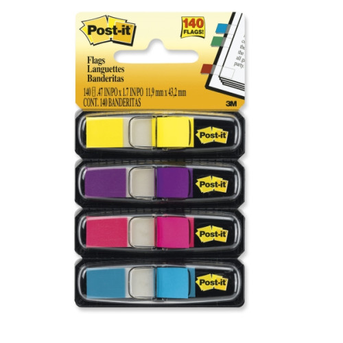 3M Post-it Index 683-4AB - indexflaggor med dispenserare - 11.9 x 43.2 mm - 140 ark (4 x 35)