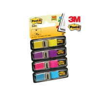 Produktbild för Post-it Index 683-4AB - indexflaggor med dispenserare - 11.9 x 43.2 mm - 140 ark (4 x 35)