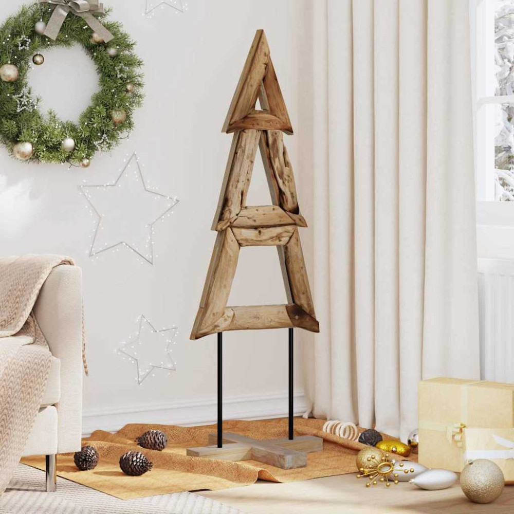 Produktbild för Julgran med stativ Brun 120 cm Massivt teakträ