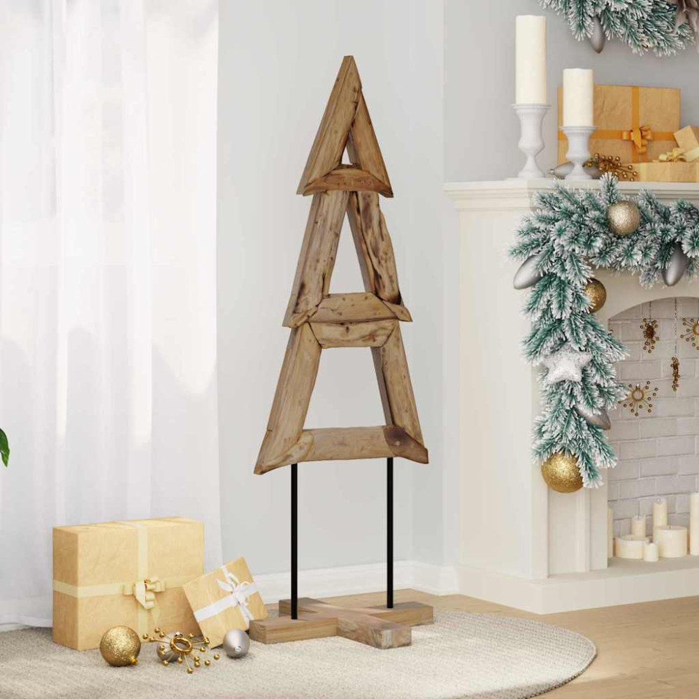 Produktbild för Julgran med stativ Brun 120 cm Massivt teakträ