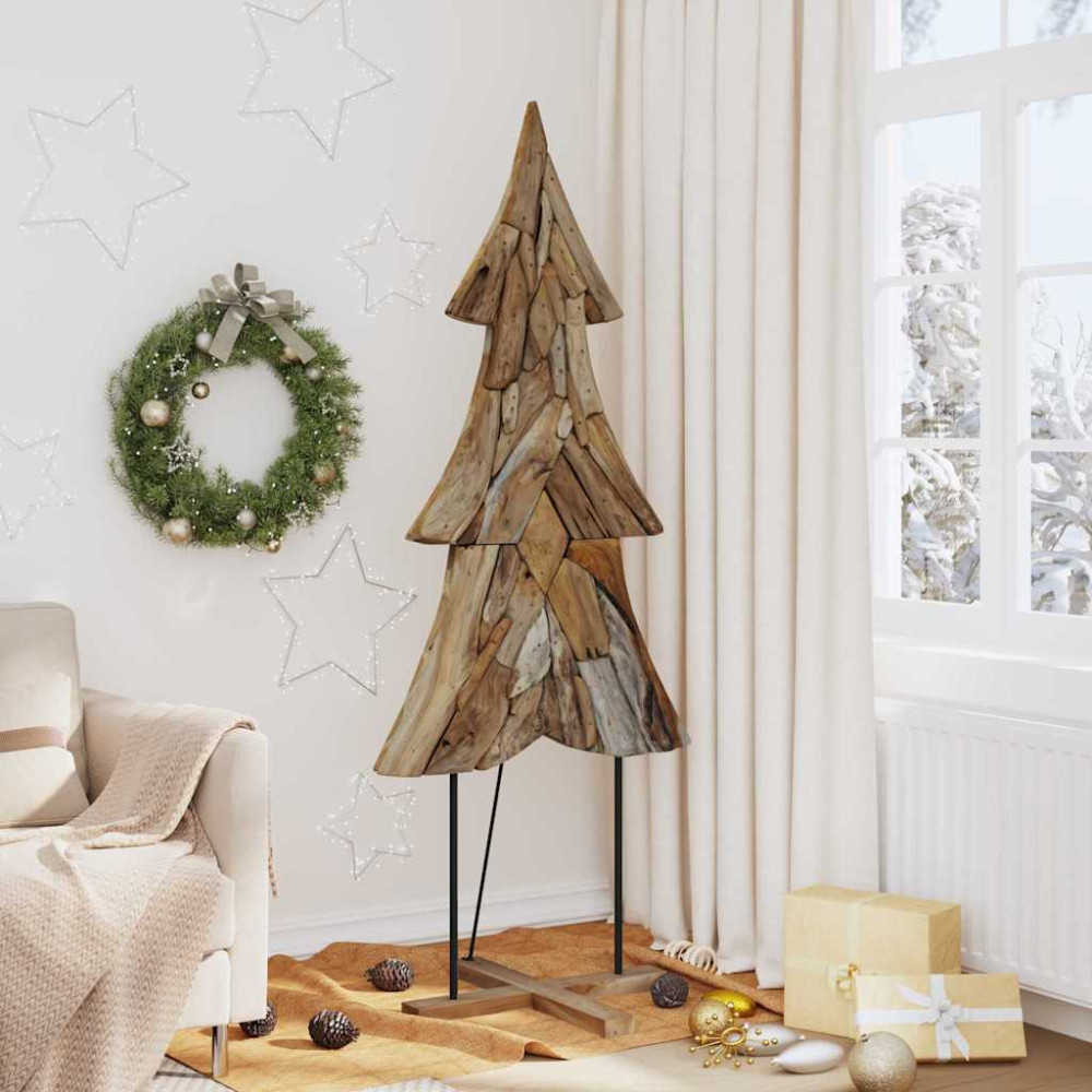 Produktbild för Julgran med stativ Brun 181,5 cm Massivt teakträ
