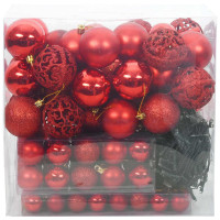 Produktbild för Julprydnad Set 120 st Röd Ø 6 cm Plast 300 LED-lampor