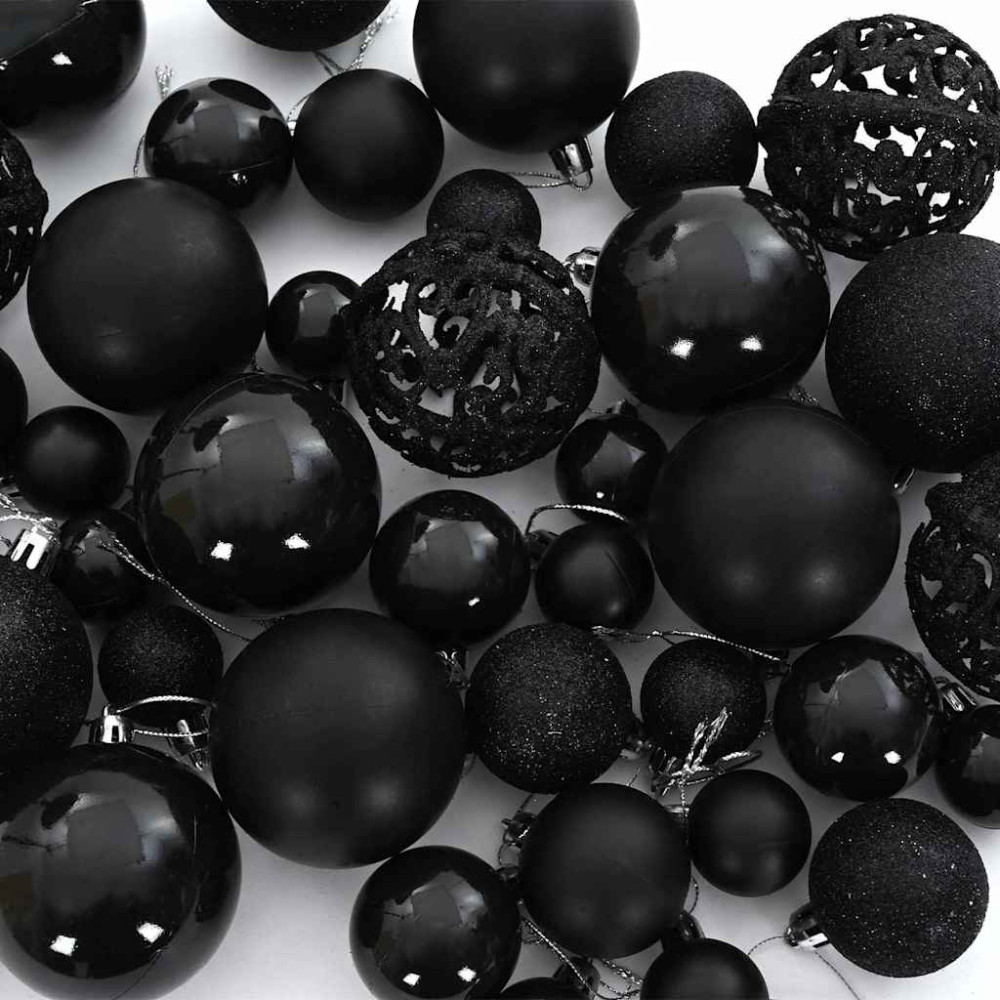 Produktbild för Julprydnad Set med 150 LED-lampor 61 pcs Svart Plast