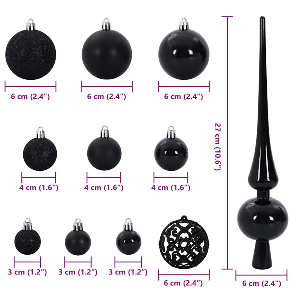 Produktbild för Julprydnad Set med 150 LED-lampor 61 pcs Svart Plast