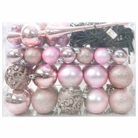 Produktbild för Julprydnad Set 61 st Rosa Ø 6 cm Plast 150 LED-lampor