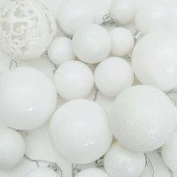 Produktbild för Julprydnad Set 61 st Vit Ø 6 cm Plast 150 LED-lampor