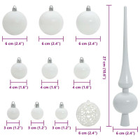 Produktbild för Julprydnad Set 61 st Vit Ø 6 cm Plast 150 LED-lampor