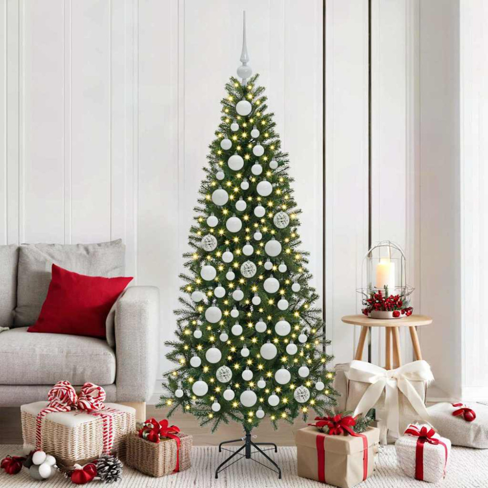 Produktbild för Julprydnad Set 120 st Vit Ø 6 cm Plast 300 LED-lampor