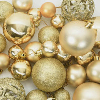 Produktbild för Julprydnad Set 61 st Guld Ø 6 cm Plast 150 LED-lampor