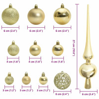 Produktbild för Julprydnad Set 61 st Guld Ø 6 cm Plast 150 LED-lampor