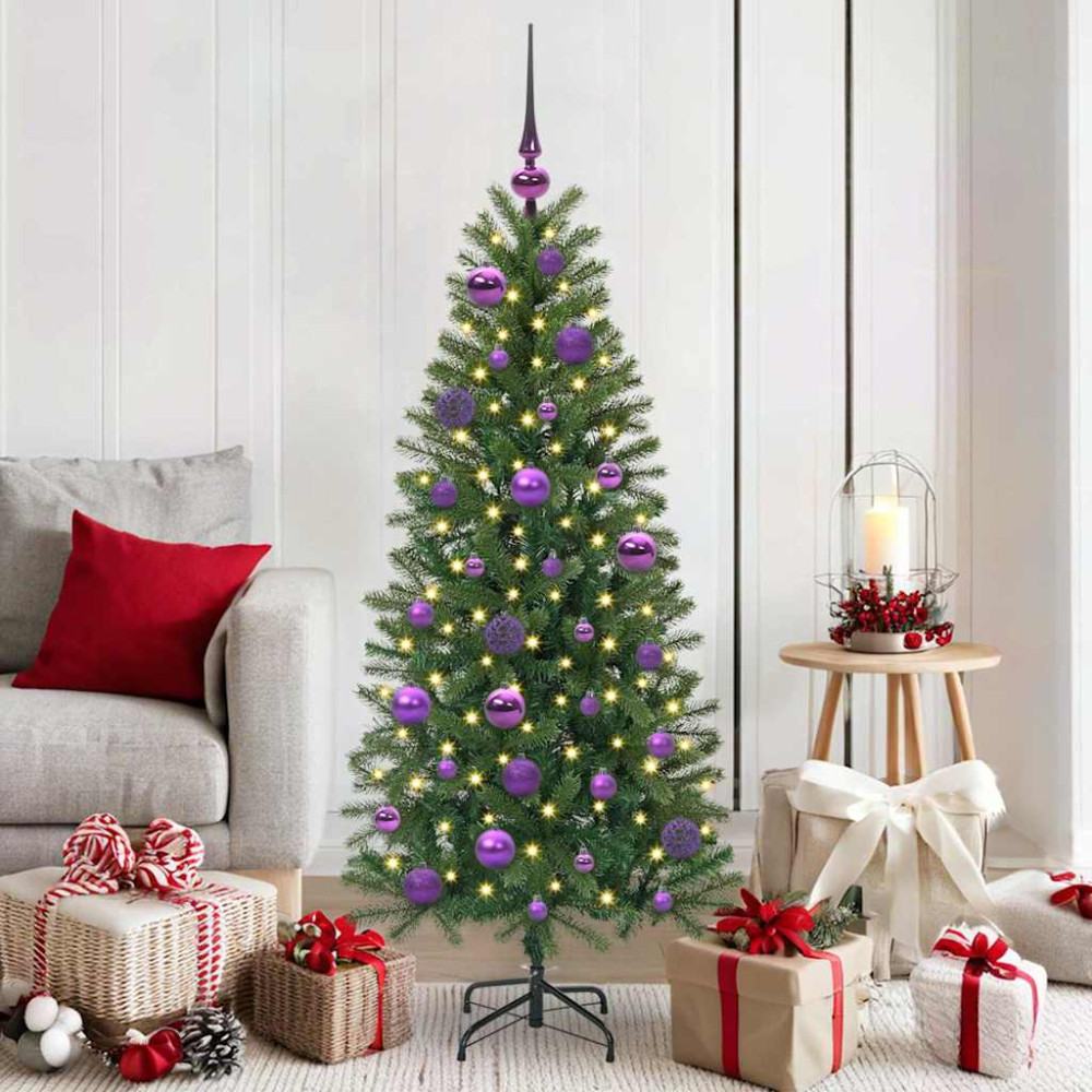 Produktbild för Julprydnad Set 61 st Lila Ø 6 cm Plast 150 LED-lampor