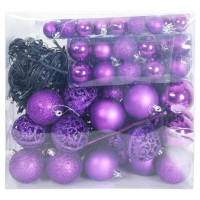 Produktbild för Julprydnad Set 120 st Lila Ø 6 cm Plast 300 LED-lampor