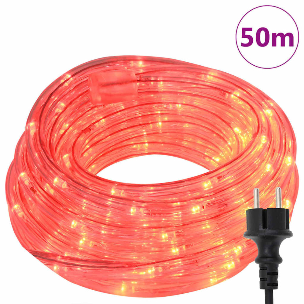 Produktbild för Ljuslina med 1200 LED-lampor Röd 50 m PVC