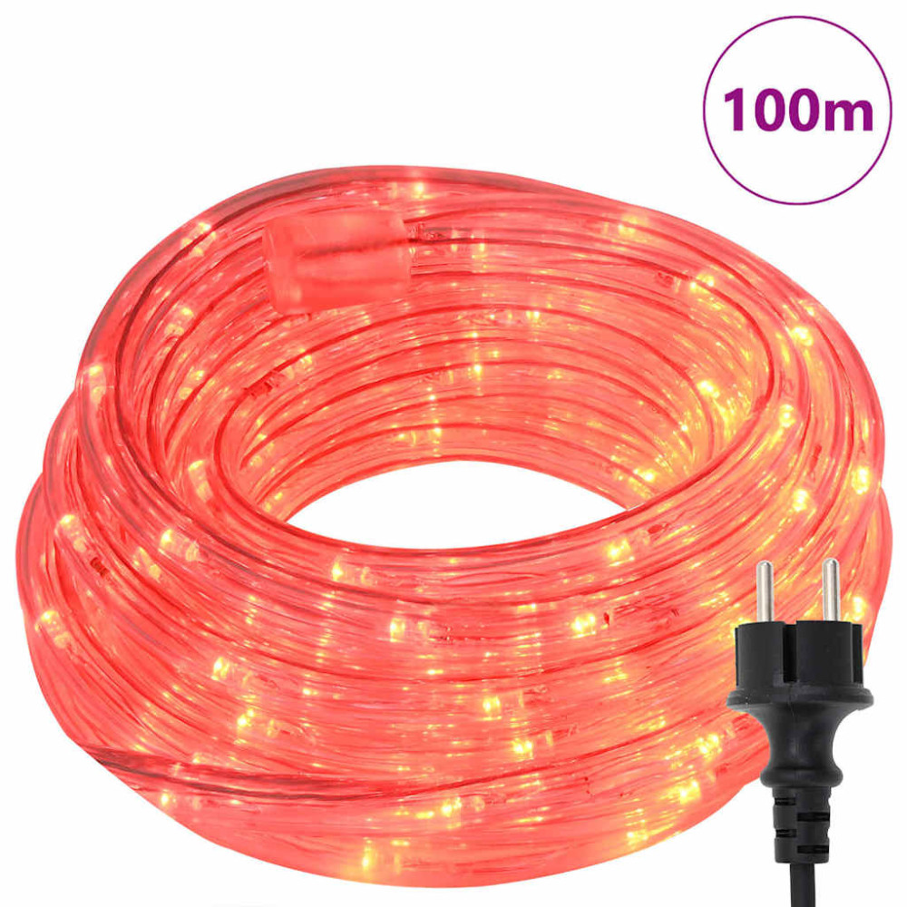 Produktbild för Ljuslina med 2400 LED-lampor Röd 100 m PVC