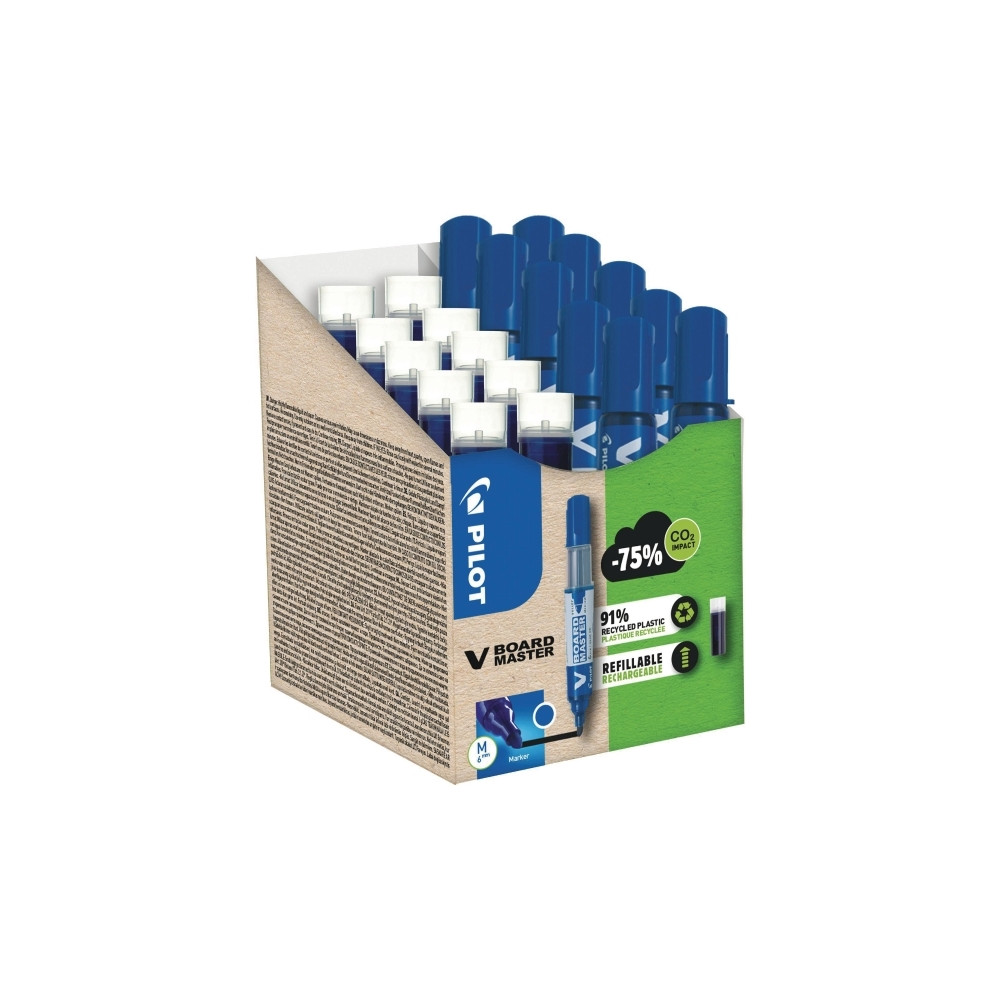 Produktbild för Marker Pilot V Board Master Green Pack blå 10 stk. + 10 refi...