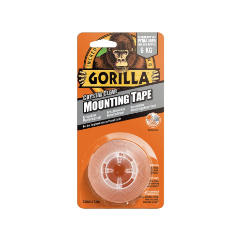 Gorilla Gorilla Kristallklar monteringstejp 25 mm.