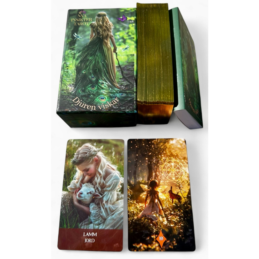 Produktbild för Djuren viskar – Svensk Tarot- och Orakelkortlek av Nya insikter tarot