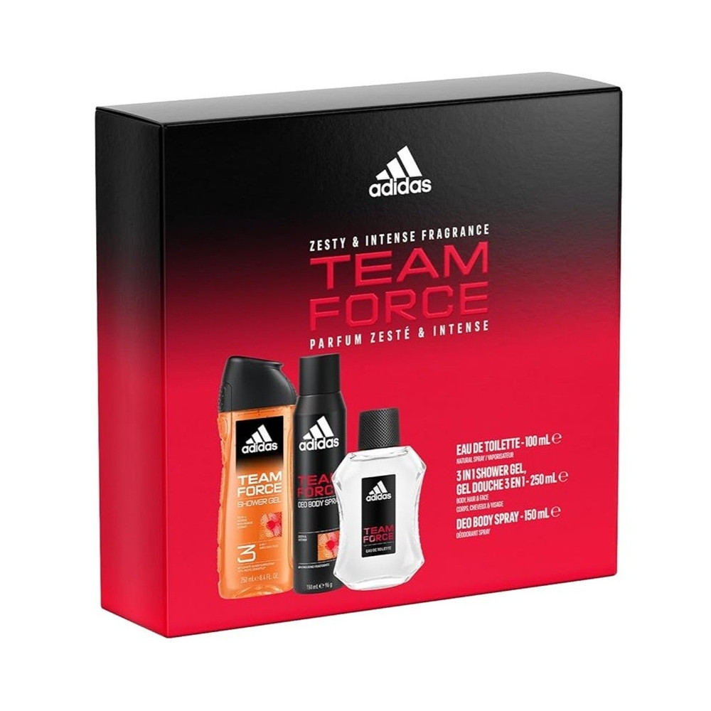 Produktbild för Giftset Adidas Team Force Edt 100ml + Shower Gel 250ml + Deo 150ml