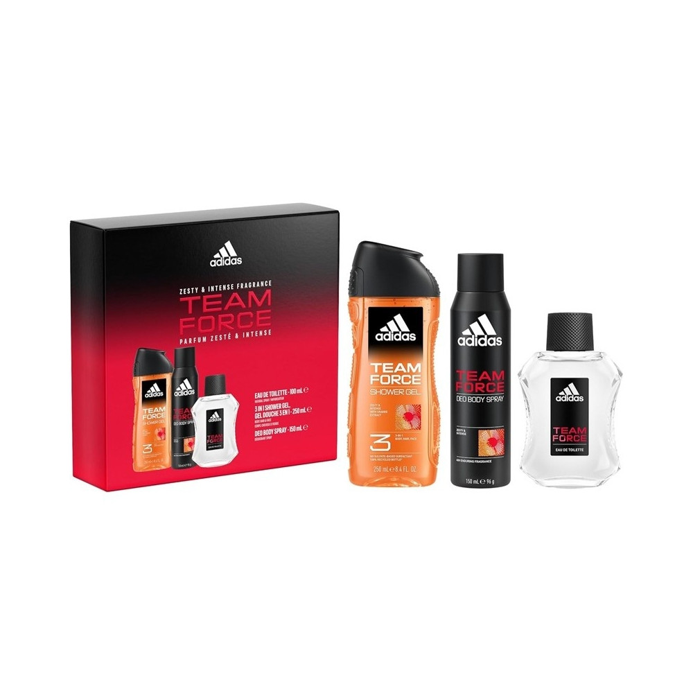 Produktbild för Giftset Adidas Team Force Edt 100ml + Shower Gel 250ml + Deo 150ml