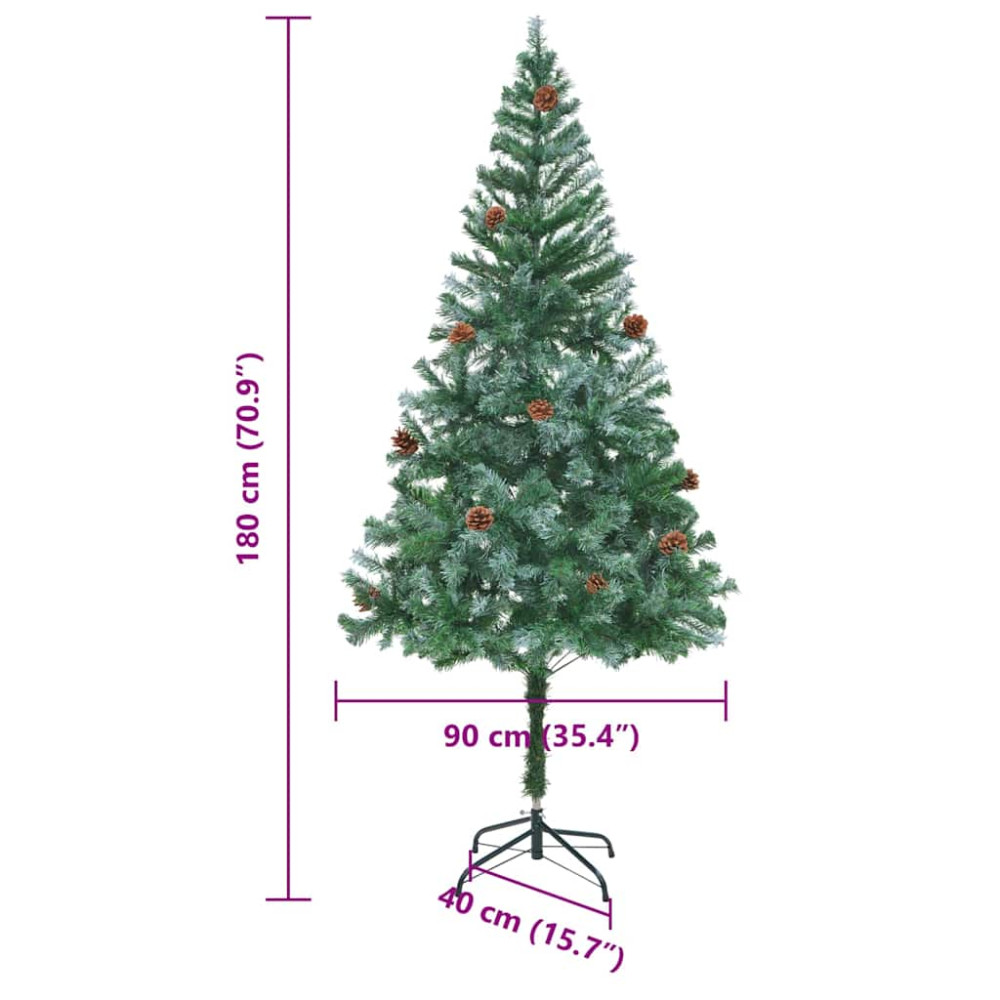 Produktbild för Konstgjord julgran med 300 LED-lampor Grön 180 cm PVC och Stål