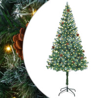 Produktbild för Konstgjord julgran med 300 LED-lampor Grön 180 cm PVC och Stål