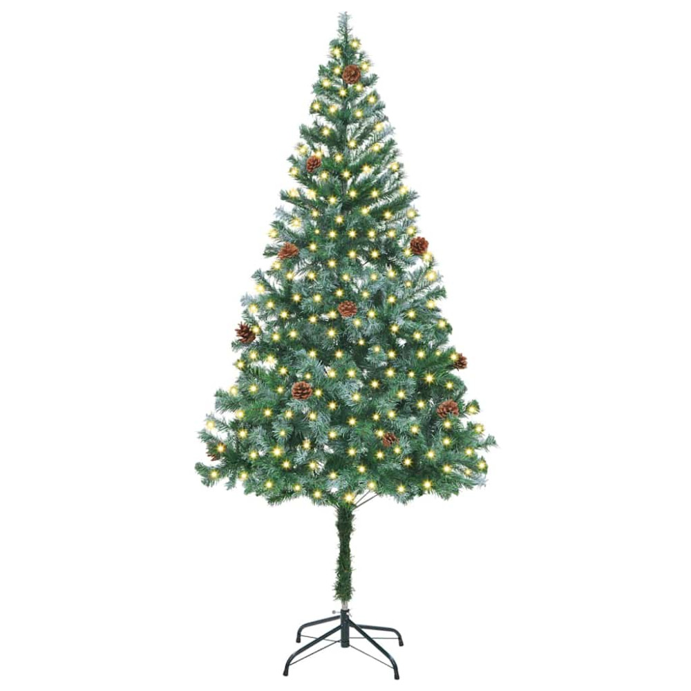 Produktbild för Konstgjord julgran med 300 LED-lampor Grön 180 cm PVC och Stål