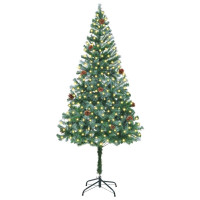 Produktbild för Konstgjord julgran med 300 LED-lampor Grön 180 cm PVC och Stål