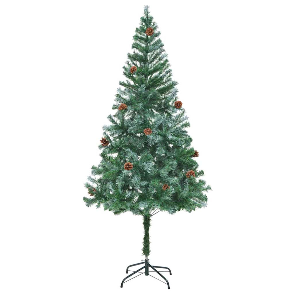 Produktbild för Konstgjord julgran med 300 LED-lampor Grön 180 cm PVC och Stål
