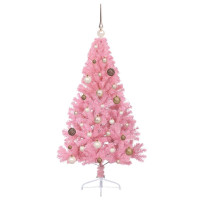 Produktbild för Konstgjord Förbelyst Julgran med 150 LED-lampor Rosa 150 cm PVC