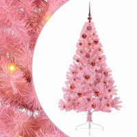 Produktbild för Konstgjord Förbelyst Julgran med 150 LED-lampor Rosa 150 cm PVC
