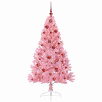 Produktbild för Konstgjord Förbelyst Julgran med 150 LED-lampor Rosa 150 cm PVC