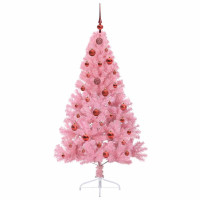 Produktbild för Konstgjord Förbelyst Julgran med 150 LED-lampor Rosa 150 cm PVC