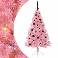Produktbild för Konstgjord Förbelyst Julgran med 150 LED-lampor Rosa 150 cm PVC
