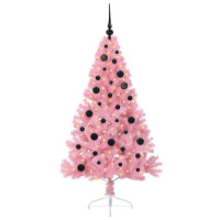 Produktbild för Konstgjord Förbelyst Julgran med 150 LED-lampor Rosa 150 cm PVC