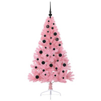 Produktbild för Konstgjord Förbelyst Julgran med 150 LED-lampor Rosa 150 cm PVC