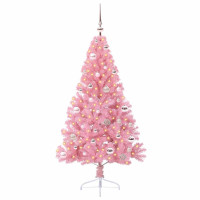 Produktbild för Konstgjord Förbelyst Julgran med 150 LED-lampor Rosa 150 cm PVC