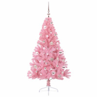 Produktbild för Konstgjord Förbelyst Julgran med 150 LED-lampor Rosa 150 cm PVC